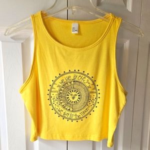 Cropped Yellow Sun and Moon Tank Top, Amazon, size Small